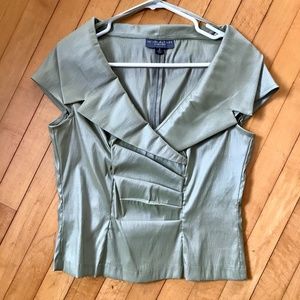 Sage Green Satin Look Blouse